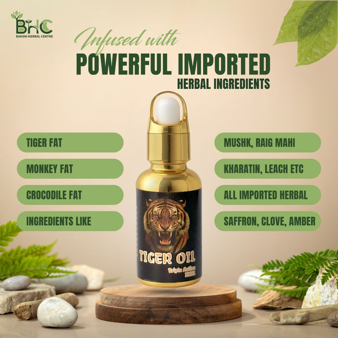Triple Action Tiger Oil – Boosts Stamina, Strengthens Nerves, Reduces Fatigue